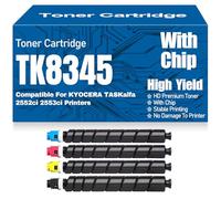 For Kyocera 2552ci 2553ci Toner Cartridges Compatible TK8345 Black Yellow Magenta Cyan Toner Cartridge High Yield for Kyocera Taskalfa 2552ci 2553ci Printers,4Pack-TK8345