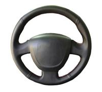 For Lada For Granta 2011-2018 Car Accessories Steering Wheel Cover Hand Sewing Customized No-Slip Black Genuine Leather(Blue Thread)