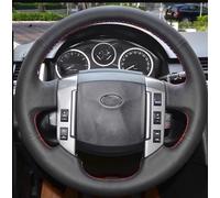 For Land For Rover For Freelander 2 2007 2008-2018 Black Artificial Leather Hand-stitched Car Steering Wheel Cover(Bianco)