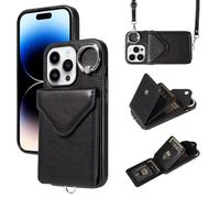 for Lanyard Case for Samsung Galaxy A13/A04/A04S with Ring, Shockproof PU Leather Wallet Phone Cover with Neck Strap Necklace Stand Card Holder Slot Protective Cases for Samsung Galaxy A13/A04/A04S