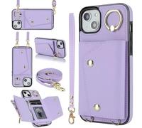 for Lanyard Case for Samsung Galaxy Note20 with Ring Card Holder Slot, Shockproof PU Leather Flip Wallet Phone Cover with Neck Strap Necklace Stand Protective Cases for Samsung Galaxy Note20 purple