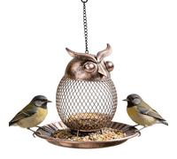 for Large Capacity Owl-Shaped Birds - Wild Bird Feeders | Cute Vintage Metal Squirrel Proof for Finch Blue Bird Sparrow Feeding Yard Deck
