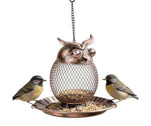 for Large Capacity Owl-Shaped Birds - Wild Bird Feeders | Cute Vintage Metal Squirrel Proof for Finch Blue Bird Sparrow Feeding Yard Deck