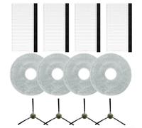 For LEFANT For M3 Robot Vacuum Cleaner Replacement Kit: Side Brushes, For HEPA Filter, and Microfiber Mop Pads (4-Piece Each) for Efficient Sweeping, Filtering, and Wet Mopping