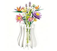for Lego Vase Wooden Puzzle for Lego Flower Vase, Creative Vases Flowers for Botanicals, Roses, Daffodils, Sunflowers, Cherry Blossom, Tulips, Lotus(White)