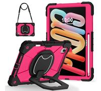 for Lenovo Idea Tab Pro Gen 2 (TB390)/Xiaoxin Pro 13"/Xiaoxin Pro GT 13" Shockproof Kids Case,360 Degree Rotating Handle Stand Heavy Duty Silicone Case,Kickstand & Shoulder Strap,Black+Rose Red