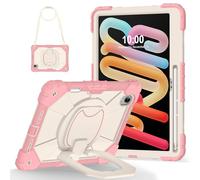 for Lenovo Idea Tab Pro Gen 2 (TB390)/Xiaoxin Pro 13"/Xiaoxin Pro GT 13" Shockproof Kids Case,360 Degree Rotating Handle Stand Heavy Duty Silicone Case,Kickstand & Shoulder Strap,Pink