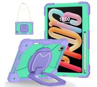 for Lenovo Idea Tab Pro Gen 2 (TB390)/Xiaoxin Pro 13"/Xiaoxin Pro GT 13" Shockproof Kids Case,360 Degree Rotating Handle Stand Heavy Duty Silicone Case,Kickstand & Shoulder Strap,Purple+Mint Green