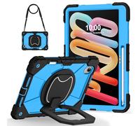 for Lenovo Idea Tab Pro Gen 2 (TB390)/Xiaoxin Pro 13"/Xiaoxin Pro GT 13" Shockproof Kids Case,360 Degree Rotating Handle Stand Heavy Duty Silicone Case,Kickstand & Shoulder Strap,Black+Light Blue