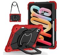 for Lenovo Idea Tab Pro Gen 2 (TB390)/Xiaoxin Pro 13"/Xiaoxin Pro GT 13" Shockproof Kids Case,360 Degree Rotating Handle Stand Heavy Duty Silicone Case,Kickstand & Shoulder Strap,Black+Red
