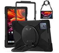 for Lenovo K11 Plus 11.5" 2024 TB-352FU / K11 11.5" 2024 TB-352XU Shockproof Kids Case,360 Degree Rotating Handle Stand Bracket Heavy Duty Rugged Cover,[Kickstand] [Shoulder Strap] (Black)