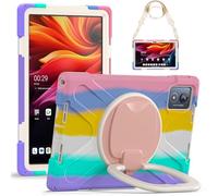 for Lenovo K11 Plus 11.5" 2024 TB-352FU / K11 11.5" 2024 TB-352XU Shockproof Kids Case,360 Degree Rotating Handle Stand Bracket Heavy Duty Rugged Cover,[Kickstand] [Shoulder Strap] (Colorful Pink)
