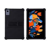 For Lenovo Tab K12 TB-361FU 12.1 inch 2025 Tablet Silicone Case - Kids Friendly Shockproof Silicone Soft Shock Proof Protective Cover with PC Adjustable Stand (Black)