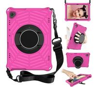 for Lenovo Tab M10 Case TB-X505F/ TB-X605F 10.1 inch Tablet Case Kids Friendly, 360 Rotatable Kickstand, Shoulder Strap, Spider Web Pattern Shockproof Lightweight Protective Cover, Pink