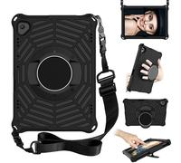 for Lenovo Tab M10 Case TB-X505F/ TB-X605F 10.1 inch Tablet Case Kids Friendly, 360 Rotatable Kickstand, Shoulder Strap, Spider Web Pattern Shockproof Lightweight Protective Cover, Black