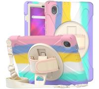 for Lenovo Tab M10 Plus 10.3 inch X606F/606X Case,Three-in-one Shatter-Resistant Shell, Drop-Proof, Dust-Proof, Shock-Proof,360 Degree Rotating Multi-Function Grip Bracket (Colorful Pink)