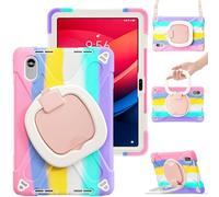 for Lenovo Tab M11/Xiaoxin Pad 2025/2024/K11 Shockproof Kids Case,360 ° Rotating Handle Stand Bracket Heavy Duty Rugged Cover,[Kickstand] [Shoulder Strap] (Colorful Pink)