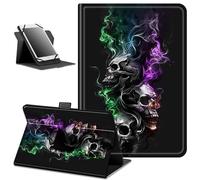 for Lenovo Tab M9 Case,9 inch Tablet Cover, Magnetic Closure Travel Portable Protective Case with 360 Degree Rotating Stand for Lenovo Tab M9 TB-310FU 2023-Smoke Skull