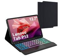 for Lenovo Tab P12 2023 12.7 inch Keyboard Case with Trackpad and Backlit | 3 Zone 7 Colors DIY RGB Backlit | Multi-Touch Trackpad | Detachable | Pen Holder | Rechargeable | TPU Protective Book Cover