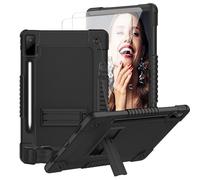 for Lenovo Tab P12 2023 Case with Screen Protector Shockproof Protective Case Built in Pen Holder Shoulder Strap Kickstand Hybrid Case for Lenovo Tab P12 TB-370FU/Xiaoxin Pad Pro (Black&2 Pcs)
