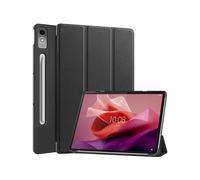 For Lenovo Tab P12/Xiaoxin Pad Pro 12.7 inch Custer Solid Color 3-Fold Stand Leather Tablet Case(Black)