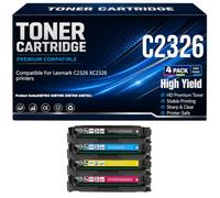 For Lexmark C2326 Black Cyan Yellow Magenta Toner Cartridges for Lexmark C2326 XC2326 Printers Compatible 24B7502 24B7499 24B7500 24B7501 with chip High Yield Work