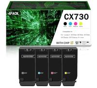 For Lexmark Compatible Toner Cartridge CX730 71C2HK0 71C2HC0 71C2HM0 71C2HY0, High Yield Fits With CS730de CS735de CX730de CX735adse CX737adzse Series Printer, With Chip,4Color-1Pack