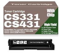 For Lexmark CS331 CS331DW CX331 CX331ADWE CS431 CS431DW CX431 CX431ADW Toner Cartridges with Chip 20N20C0 20N20K0 20N20M0 20N20Y0 Compatible Toner High Yield Work,Black-CS331
