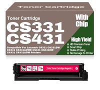 For Lexmark CS331 CS331DW CX331 CX331ADWE CS431 CS431DW CX431 CX431ADW Toner Cartridges with Chip 20N20C0 20N20K0 20N20M0 20N20Y0 Compatible Toner High Yield Work,Magenta-CS331