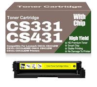 For Lexmark CS331 CS331DW CX331 CX331ADWE CS431 CS431DW CX431 CX431ADW Toner Cartridges with Chip 20N20C0 20N20K0 20N20M0 20N20Y0 Compatible Toner High Yield Work,Yellow-CS331
