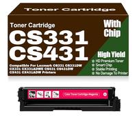 For Lexmark CS331 CS431 CX331 CX431Toner Cartridges with Chip Compatible 20N20C0 20N20K0 20N20M0 20N20Y0 for Lexmark CS331DW CX331ADWE CS431DW CX431ADW Printers,Magenta-CS331