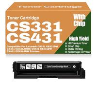 For Lexmark CS331 CS431 Toner Cartridges CX331 CX431 Black Yellow Magenta Cyan Toner Compatible for Lexmark CS331 CS331DW CX331 CX331ADWE CS431 CS431DW CX431 CX431ADW,Black-CS331