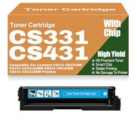 For Lexmark CS331 CS431 Toner Cartridges CX331 CX431 Black Yellow Magenta Cyan Toner Compatible for Lexmark CS331 CS331DW CX331 CX331ADWE CS431 CS431DW CX431 CX431ADW,Cyan-CS331