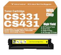 For Lexmark CS331 CS431 Toner Cartridges CX331 CX431 Black Yellow Magenta Cyan Toner Compatible for Lexmark CS331 CS331DW CX331 CX331ADWE CS431 CS431DW CX431 CX431ADW,Yellow-CS331