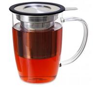 For Life 16oz Glass Tall Tea Mug with Infuser and Lid 801-BLK