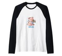 for Lift Certified- Pig Eatting Food with A Fork Parody Raglan Baseball Tee