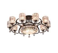 for Living Room Dining Bedroom Lamp,Light Luxury Crystal Lamp,European Concise Chandelier,Creative Atmosphere Round Crystal Chandelier,E27 American Crystal Ceiling Lamp-Black. 105 * 48c