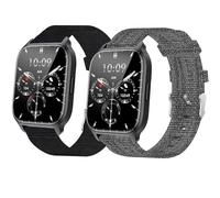 for LLKBOHA Smartwatch 1.85" Breathable Nylon Woven Fabric Replacement Accessory Strap Compatible for LLKBOHA Y3 1.85 inch/LLKBOHA P75 1.85"/Horsdo,LLKBOHA P72 1.85 inch/LLKBOHA H5 1.85" (Black+Gray)