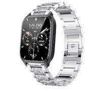 for LLKBOHA Smartwatch 22mm Quick Release Women Jewelry Bling Diamond Metal Dressy Adjustable Replacement Strap Accessories Sports Band Compatible with LLKBOHA Y3 P75 H5 P72 1.85 inches (Silver)