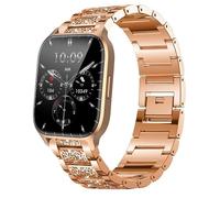 for LLKBOHA Smartwatch 22mm Quick Release Women Jewelry Bling Diamond Metal Dressy Adjustable Replacement Strap Accessories Sports Band Compatible with LLKBOHA Y3 P75 H5 P72 1.85 inches (Rose Gold)