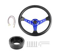 For Logitech G29 G920 G923 350mm 14inch Auto Sport Drifting Steering Wheels With Adapter Plate 70mm PCD(Blue With black)