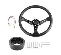 For Logitech G29 G920 G923 350mm 14inch Auto Sport Drifting Steering Wheels With Adapter Plate 70mm PCD(Black with Black)