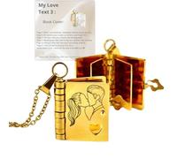 For Love - I Love You Book Necklace,Adjustable Silver 18k Gold Plated Book Necklaces for Women,Openable Multi Layer book Jewelry with 6 Pages of Engraved Information,I love You Necklace Gift (Gold)
