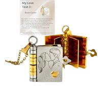 For Love - I Love You Book Necklace,Adjustable Silver 18k Gold Plated Book Necklaces for Women,Openable Multi Layer book Jewelry with 6 Pages of Engraved Information,I love You Necklace Gift (Silver)