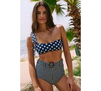 For Love & Lemons Denim Dot One Shoulder Bikini Top at Free People in Blue, Size: Small - female