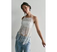 For Love & Lemons Siren Fringe Top at Free People in Cream, Size: Medium - female