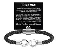 For Love - Remember Whose King You Are And Straighten Your Crown Infinity Bracelet, Custom Men's Bracelets, To My Man Bracelet Gift for Him, Personalized Mens Bracelets Birthday Gifts for My Husband
