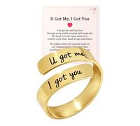 For Love - You Got Me I Got You Ring, Stainless Steel Couple Bond Ring, Adjustable Spiral Wrap Promise Rings for Valentine's Day Birthday Anniversary，Gold
