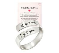 For Love - You Got Me I Got You Ring, Stainless Steel Couple Bond Ring, Adjustable Spiral Wrap Promise Rings for Valentine's Day Birthday Anniversary，Silver
