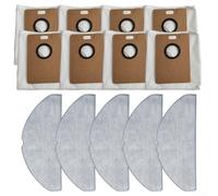 For Lydsto R1 Edge Robot Vacuum, 8 Dust Bags & 5 Mop Pads Kit, Clog-Free Strong Seal, Microfiber Cloth for MiWhole M9 Lite for ROIDMI Eve for ROOK, Easy Install